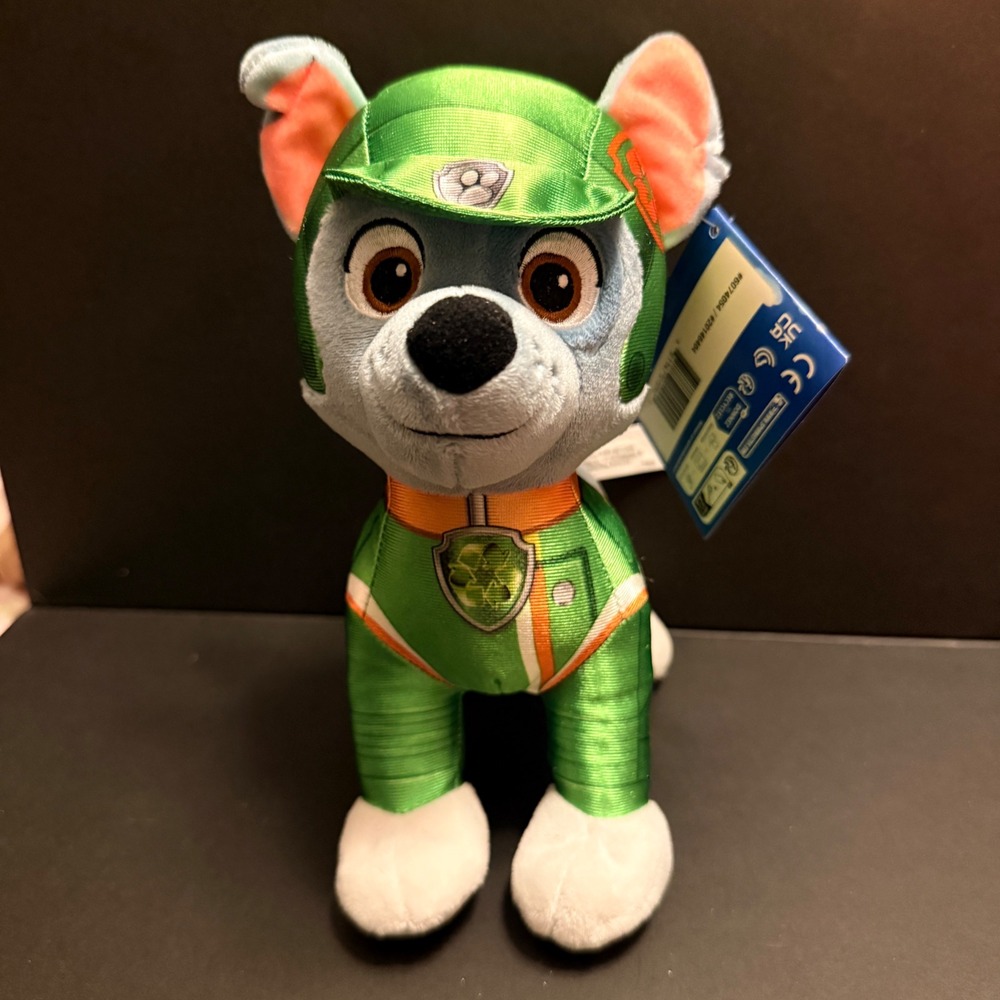 Paw Patrol Rocky Plush 8" NWT Rescue Wheels Green